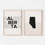 alberta map and typography wall art set - image 1