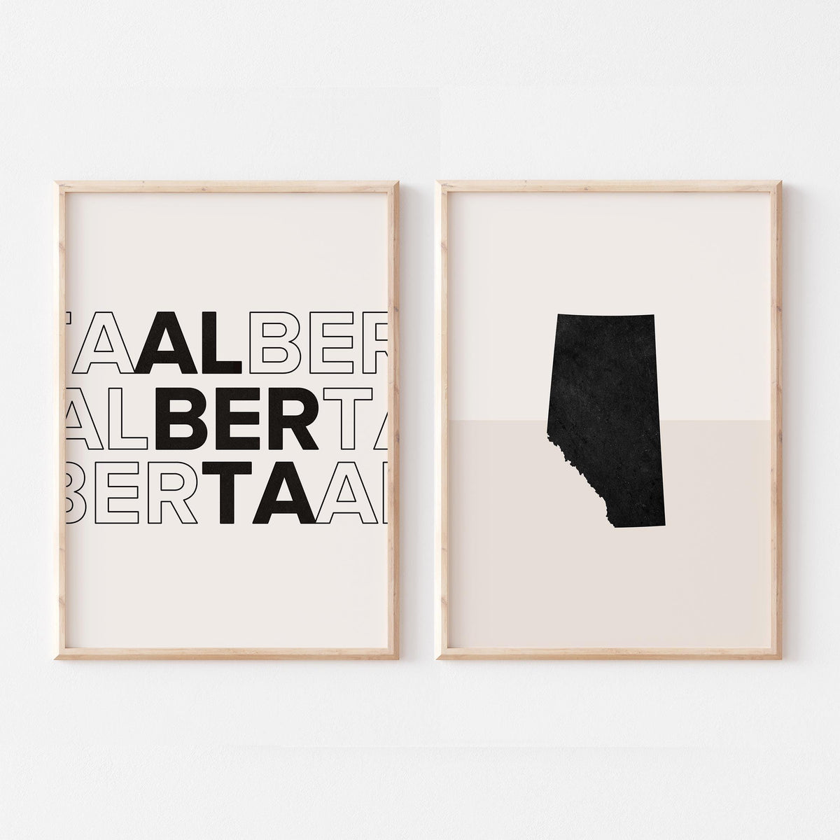 alberta map and typography wall art set - image 1