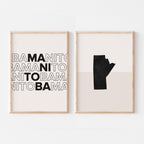 manitoba map and typography wall art set - image 1