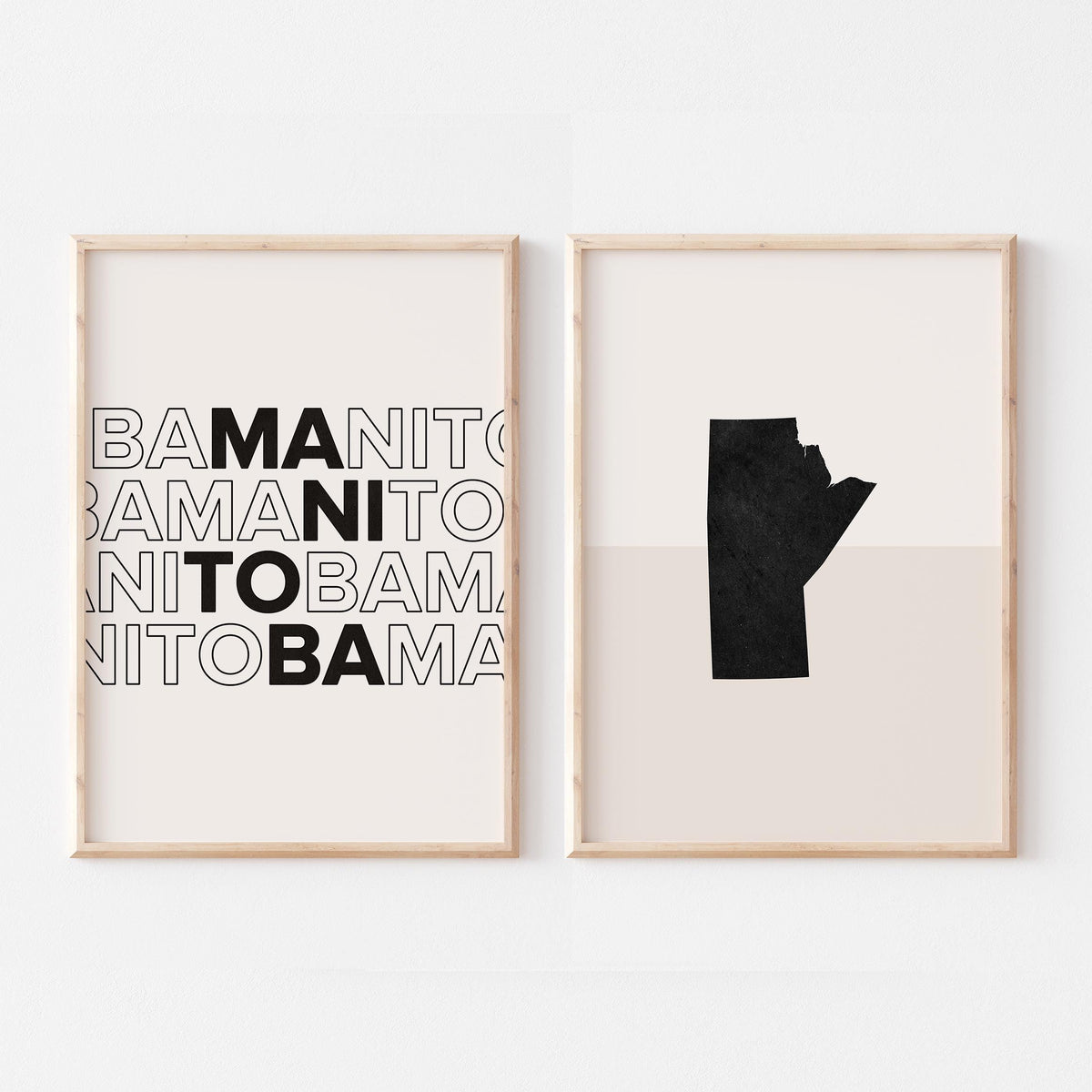 manitoba map and typography wall art set - image 1