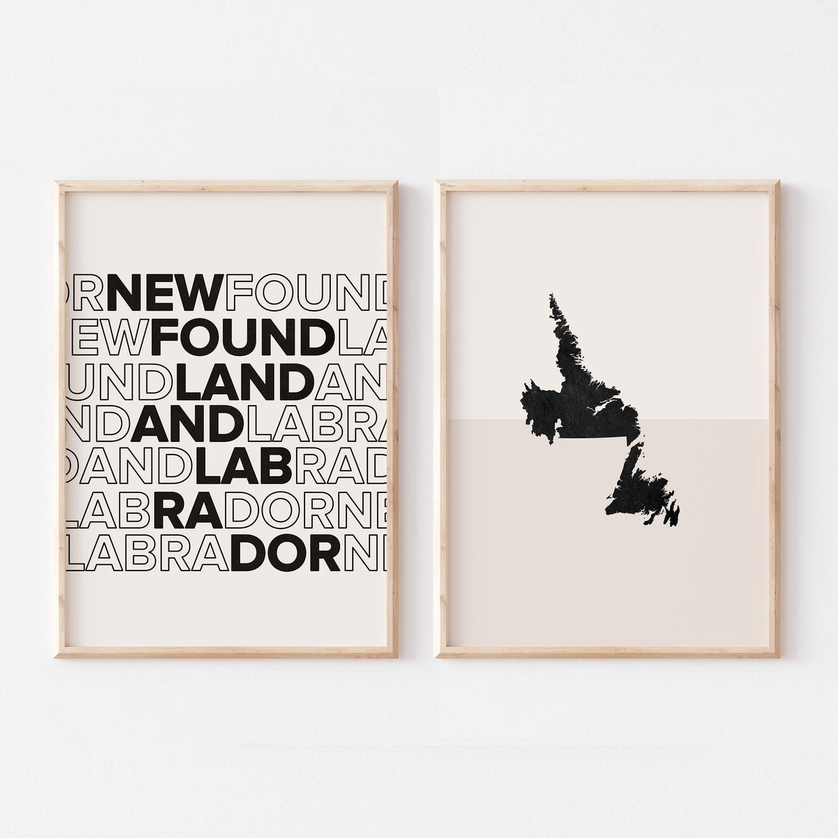newfoundland and labrador map and typography wall art set - image 1