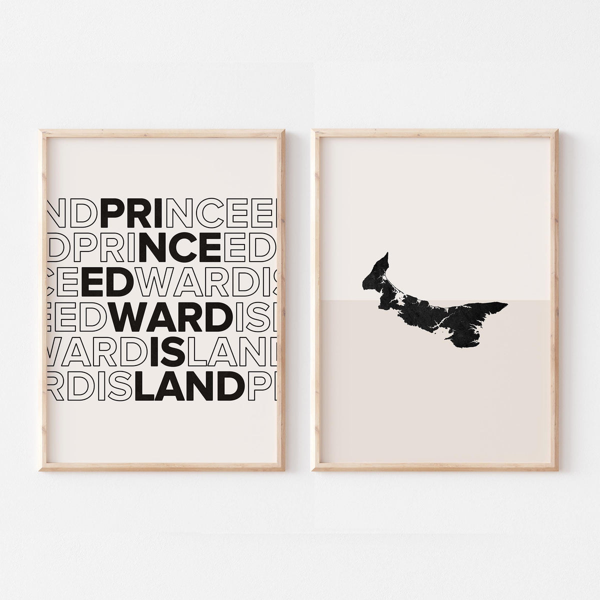 prince edward island map and typography wall art set - image 1