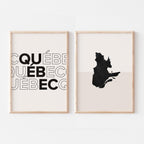 quebec map and typography wall art set - image 1