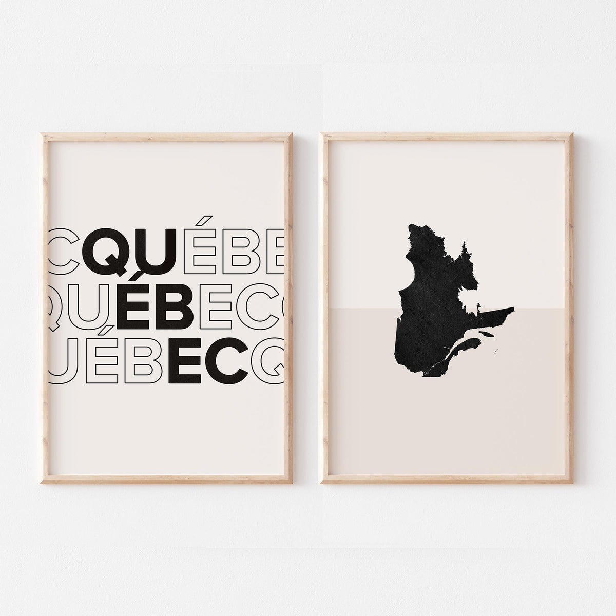 quebec map and typography wall art set - image 1
