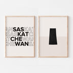 saskatchewan map and typography wall art set - image 1