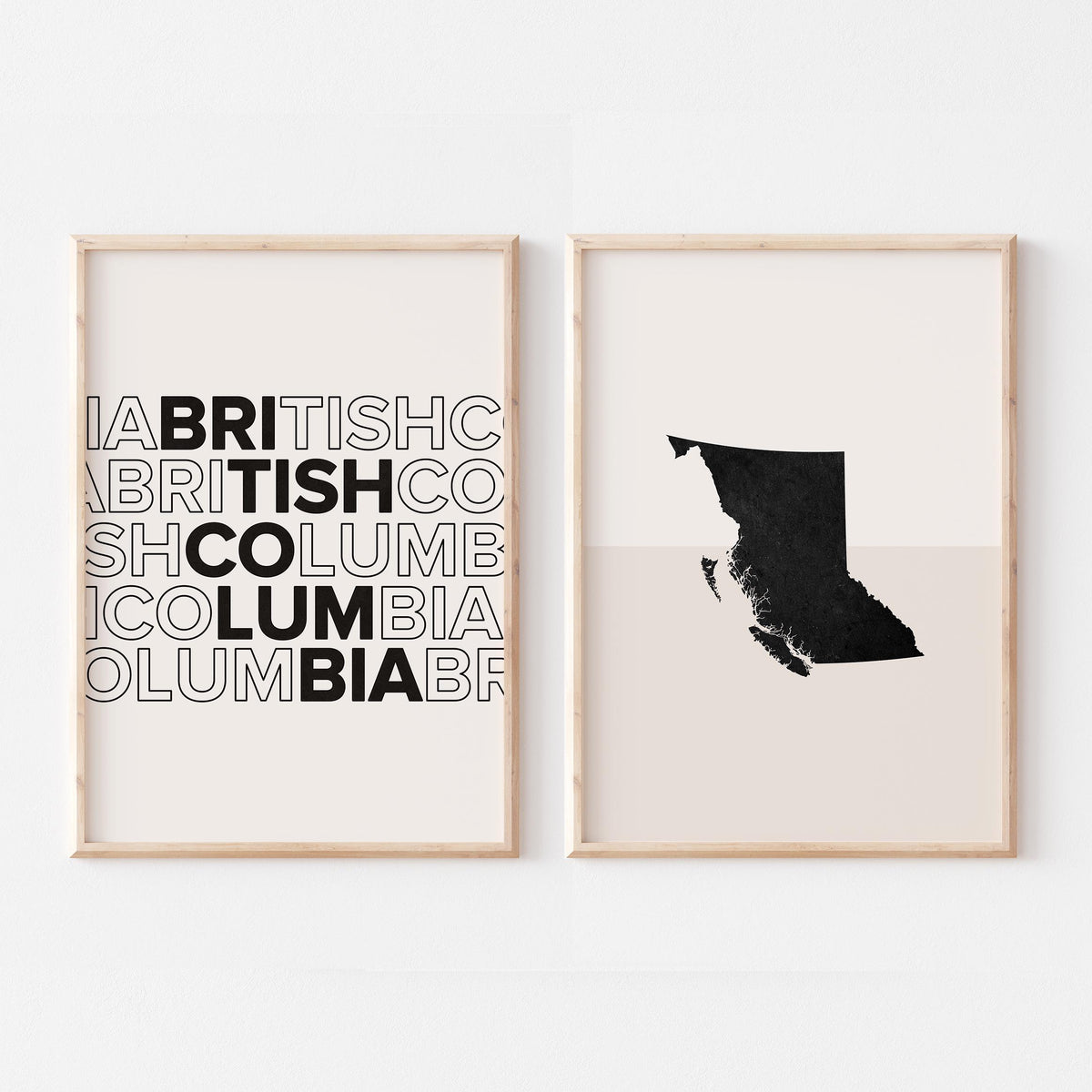 british columbia map and typography wall art set - image 1