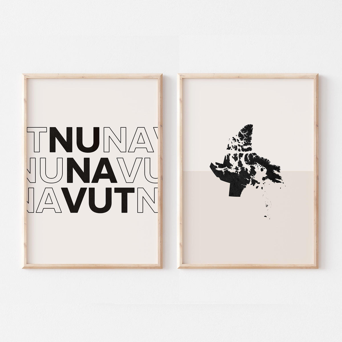 nunavut map and typography wall art set - image 1