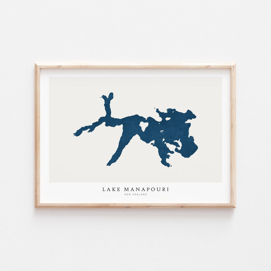 lake manapouri new zealand map poster – minimalist lake wall art - image 1
