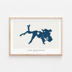 lake manapouri new zealand map poster – minimalist lake wall art - image 1