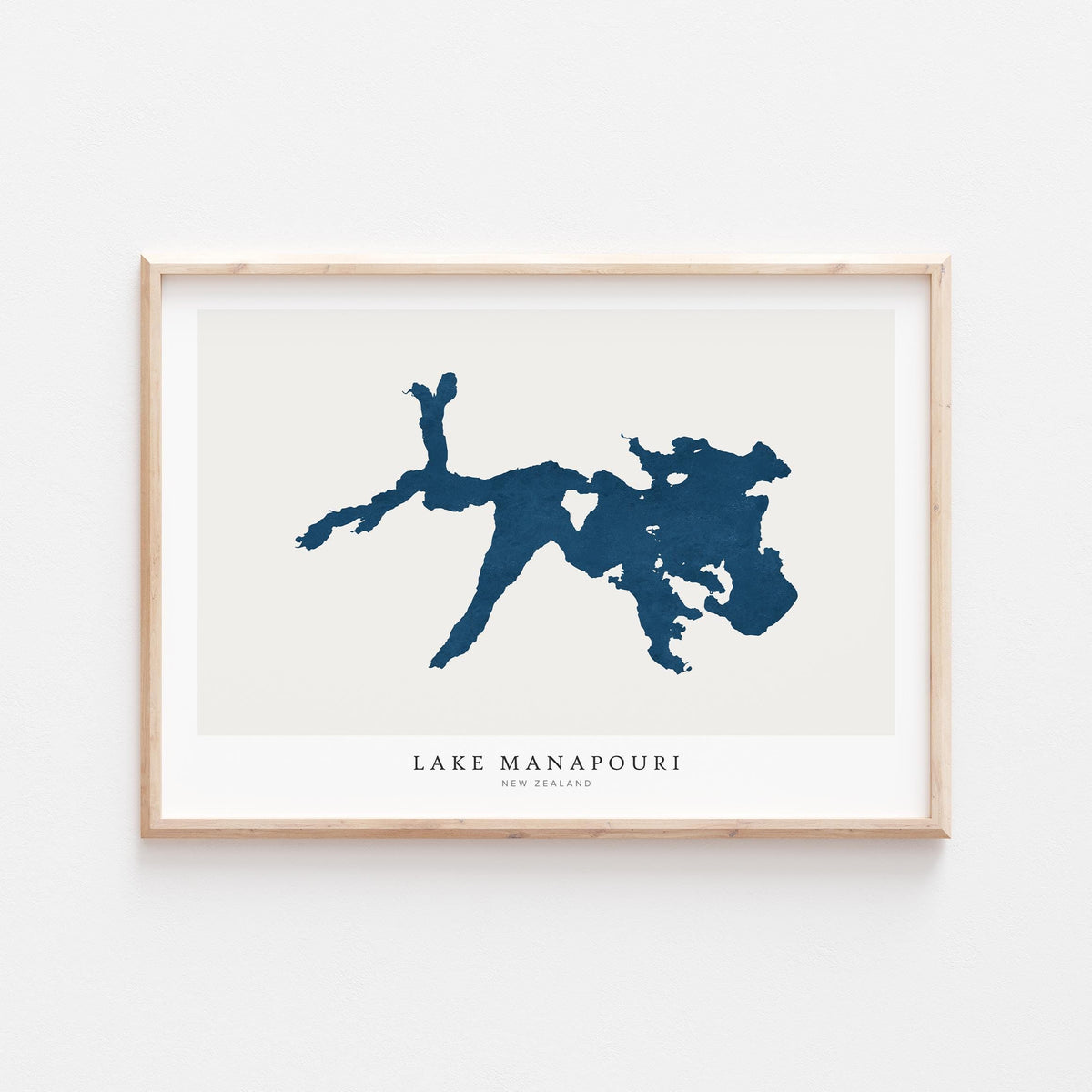 lake manapouri new zealand map poster – minimalist lake wall art - image 1