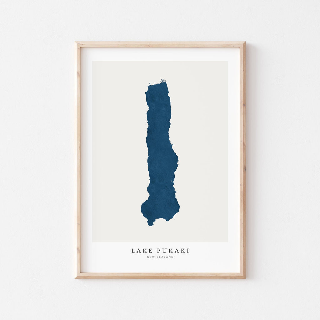 lake pukaki new zealand map poster – minimalist lake wall art - image 1