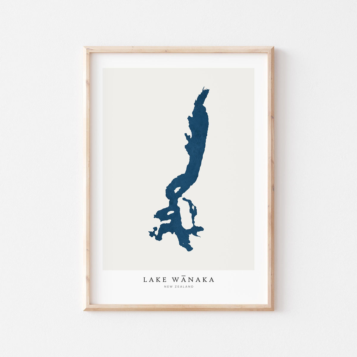 lake wanaka new zealand map poster – minimalist lake wall art - image 1