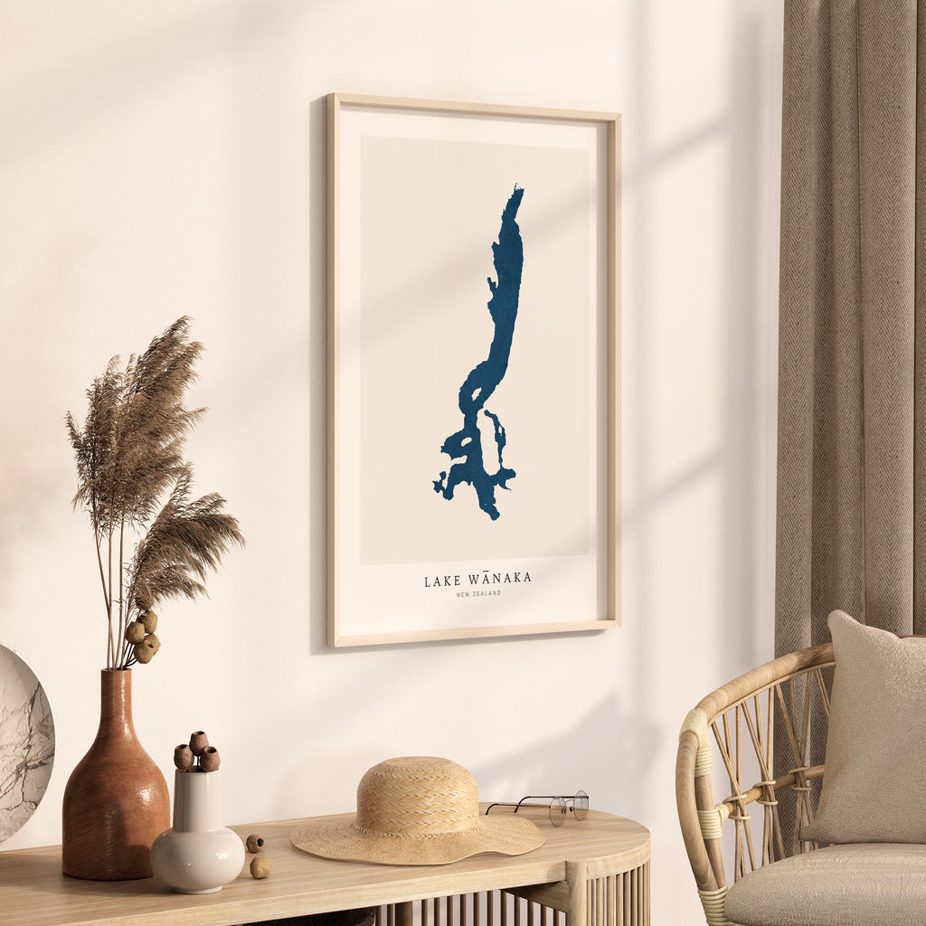 lake wanaka new zealand map poster – minimalist lake wall art - image 3