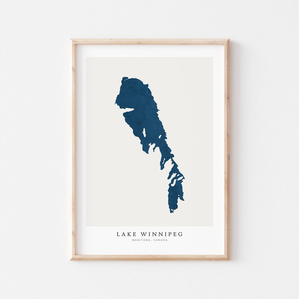 lake winnipeg manitoba map poster – minimalist lake wall art - image 1