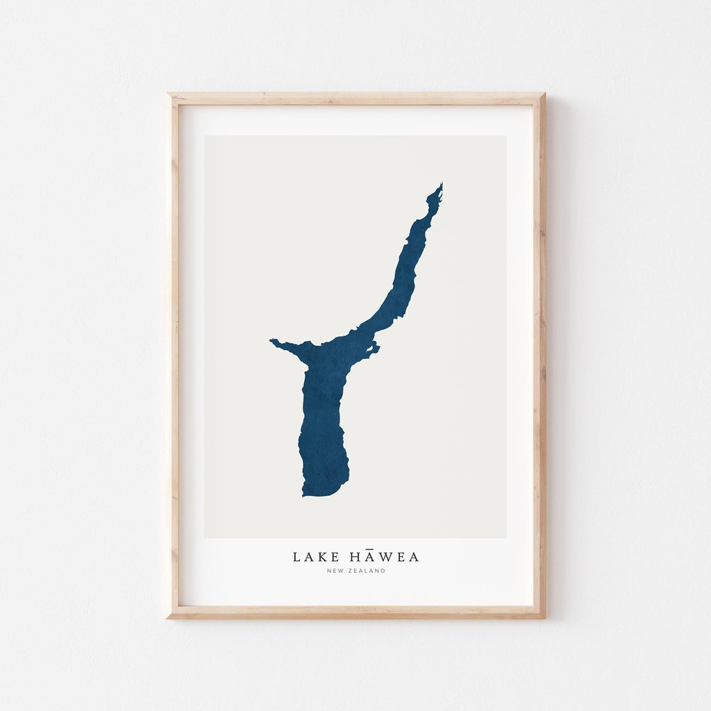 lake hawea new zealand map poster – minimalist lake wall art - image 1
