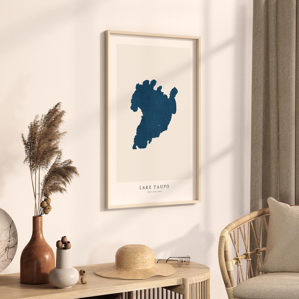 lake taupo new zealand map poster – minimalist lake wall art - image 3