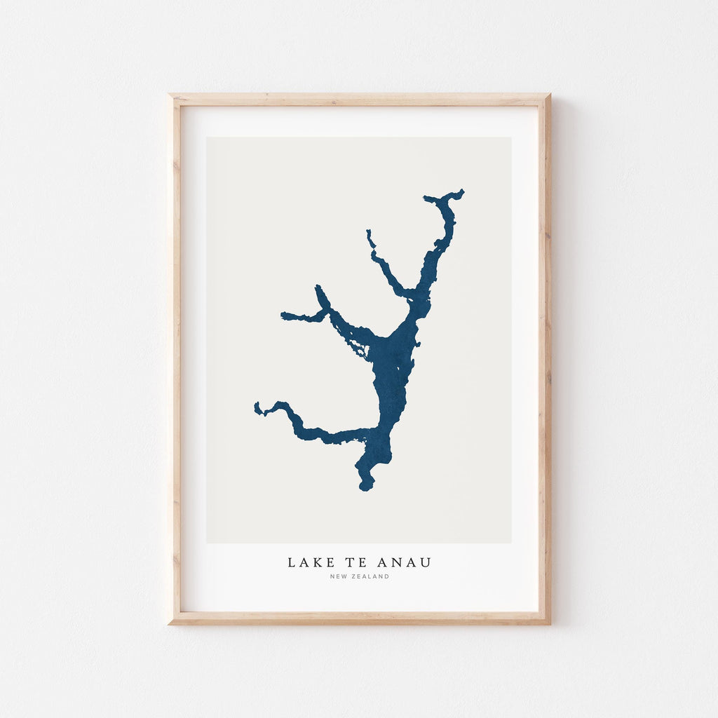 lake te anau new zealand map poster – minimalist lake wall art - image 1