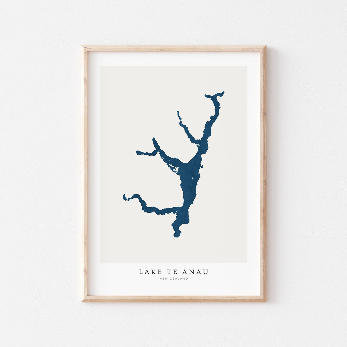 lake te anau new zealand map poster – minimalist lake wall art - image 1