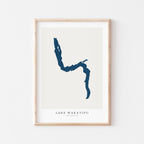 lake wakatipu new zealand map poster – minimalist lake wall art - image 1