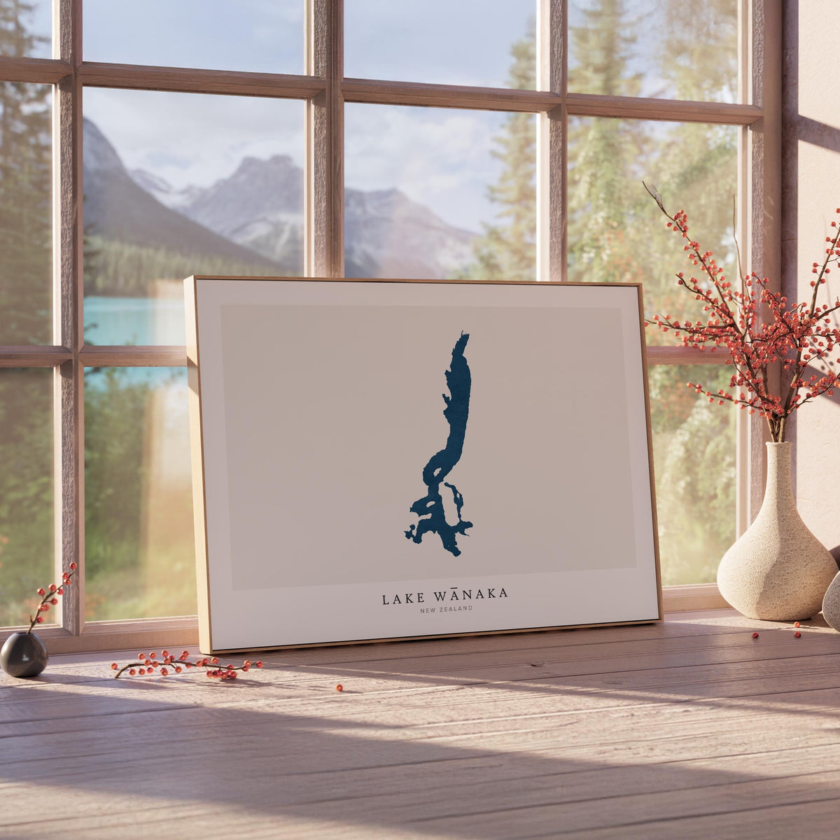 lake wanaka new zealand map poster – minimalist lake wall art - image 4