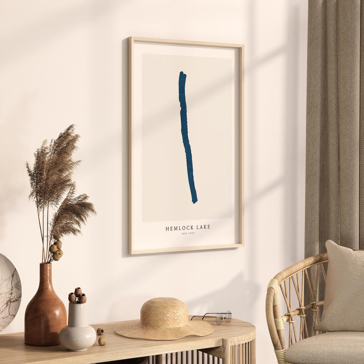 hemlock lake new york map poster – minimalist lake wall art - image 3