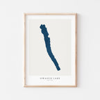 owasco lake new york map poster – minimalist lake wall art - image 1