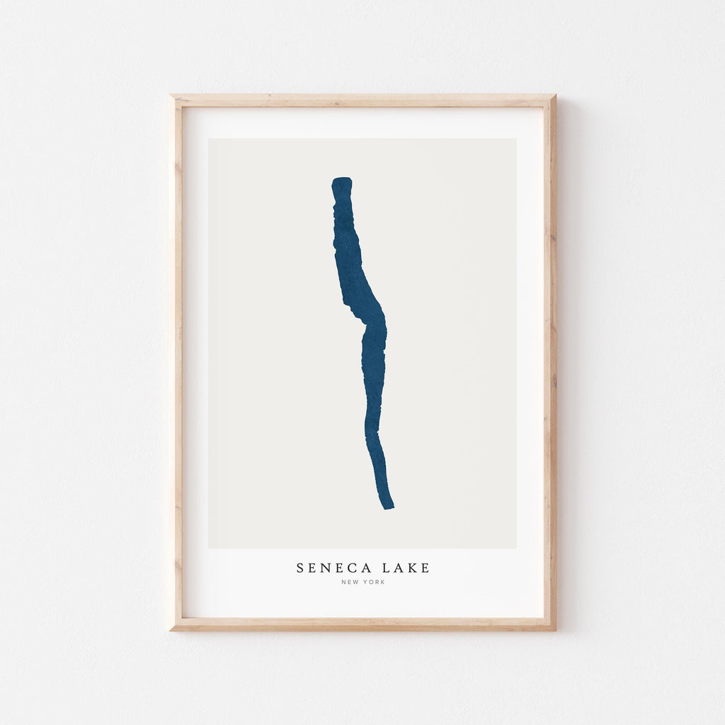 seneca lake new york map poster – minimalist lake wall art - image 1