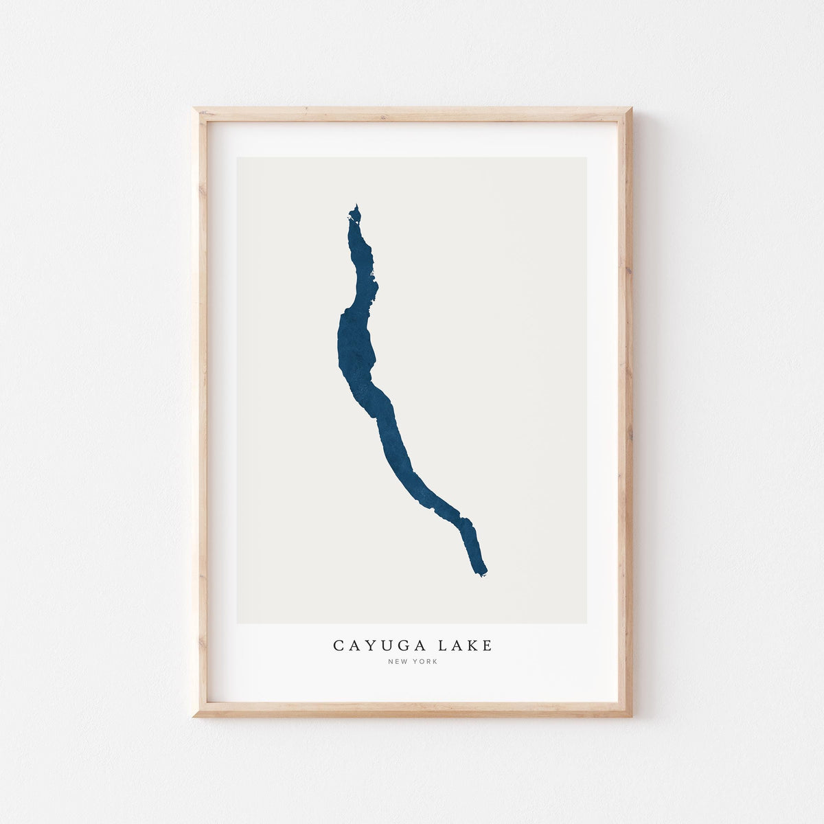 cayuga lake new york map poster – minimalist lake wall art - image 1