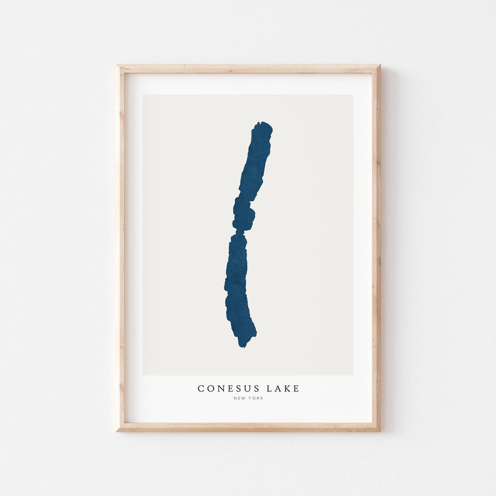 conesus lake new york map poster – minimalist lake wall art - image 1