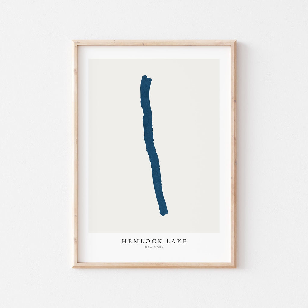 hemlock lake new york map poster – minimalist lake wall art - image 1