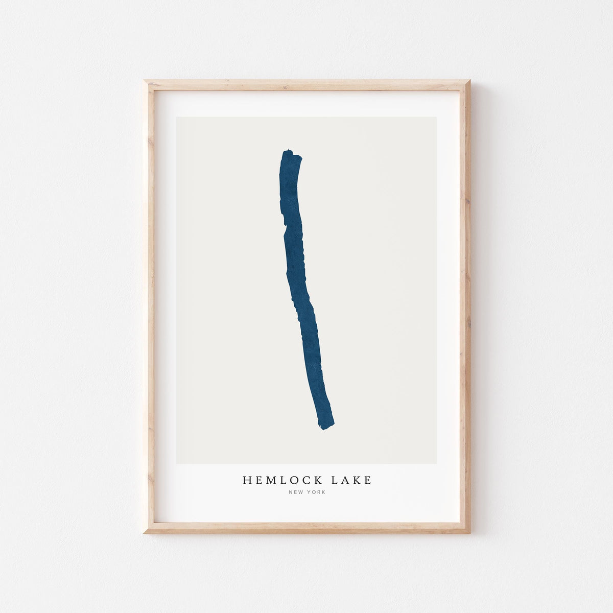 hemlock lake new york map poster – minimalist lake wall art - image 1