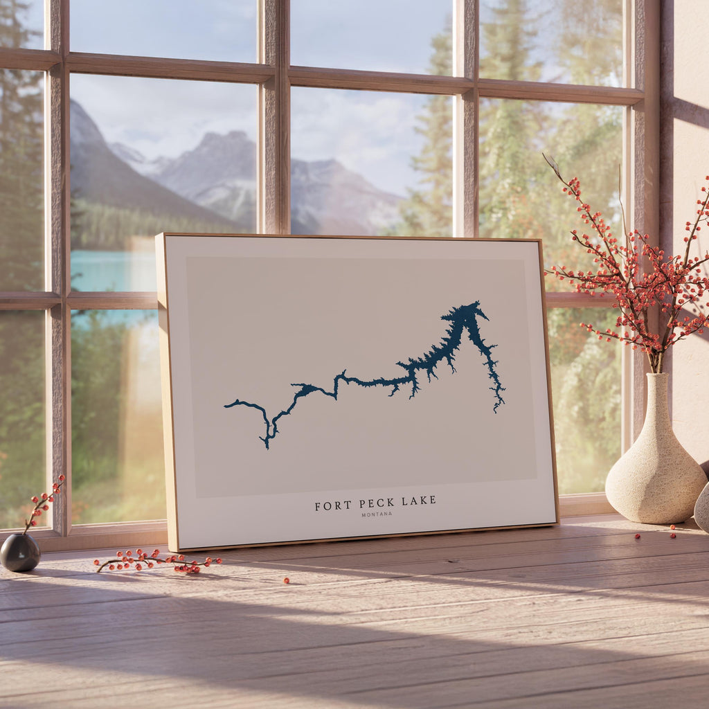 fort peck lake montana map poster – minimalist lake wall art - image 4
