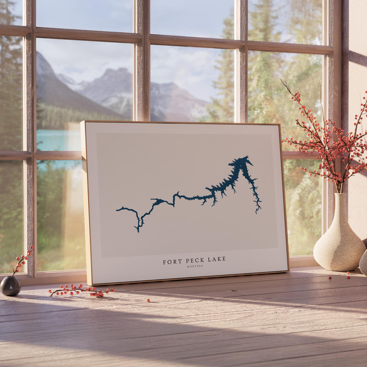 fort peck lake montana map poster – minimalist lake wall art - image 4