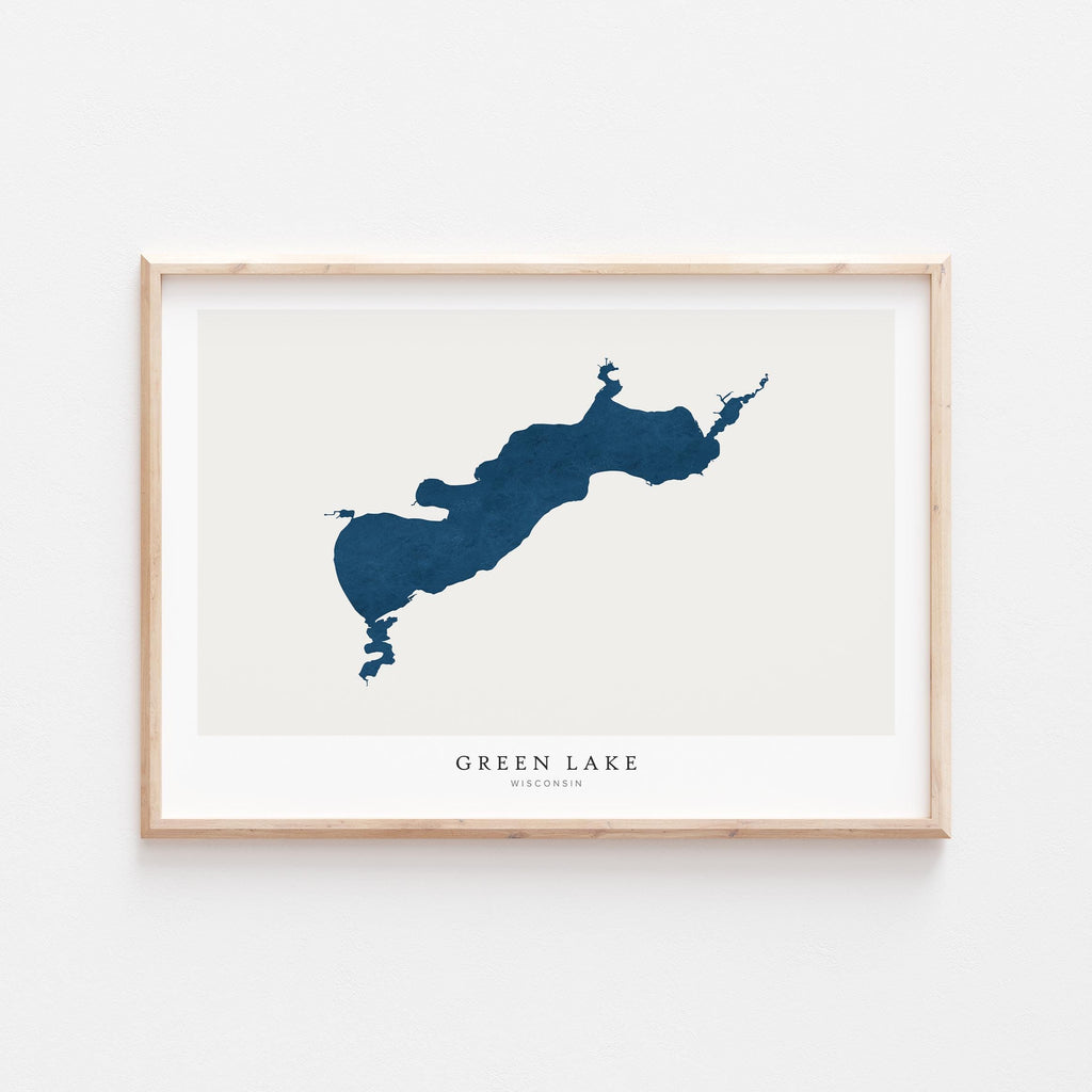 green lake wisconsin map poster – minimalist lake wall art - image 1