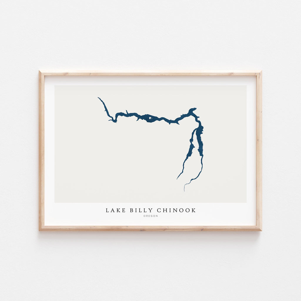lake billy chinook oregon map poster – minimalist lake wall art - image 1