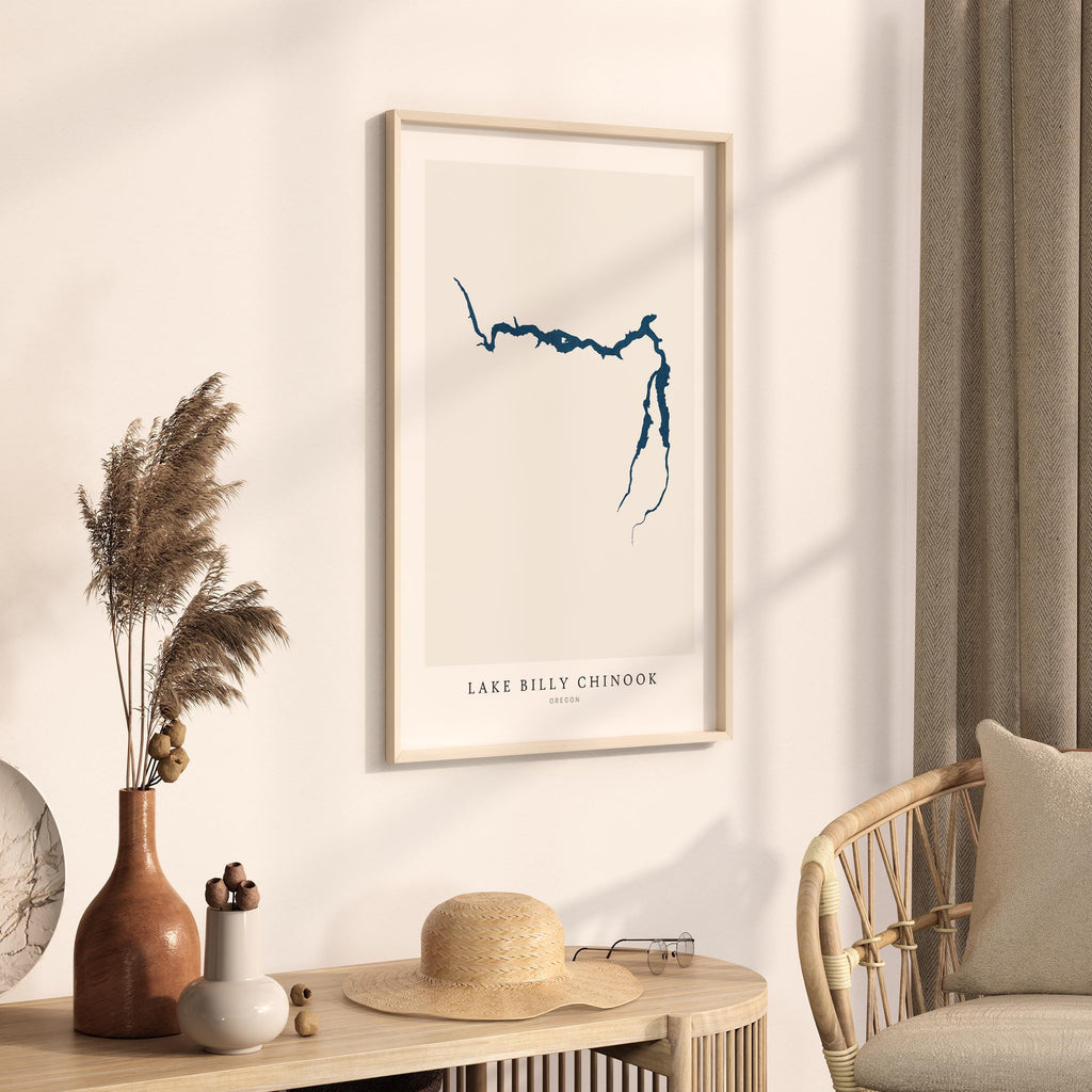 lake billy chinook oregon map poster – minimalist lake wall art - image 3