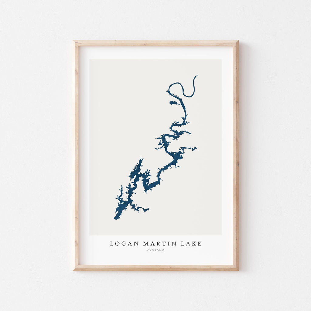 logan martin lake alabama map poster – minimalist lake wall art - image 1