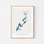 logan martin lake alabama map poster – minimalist lake wall art - image 1