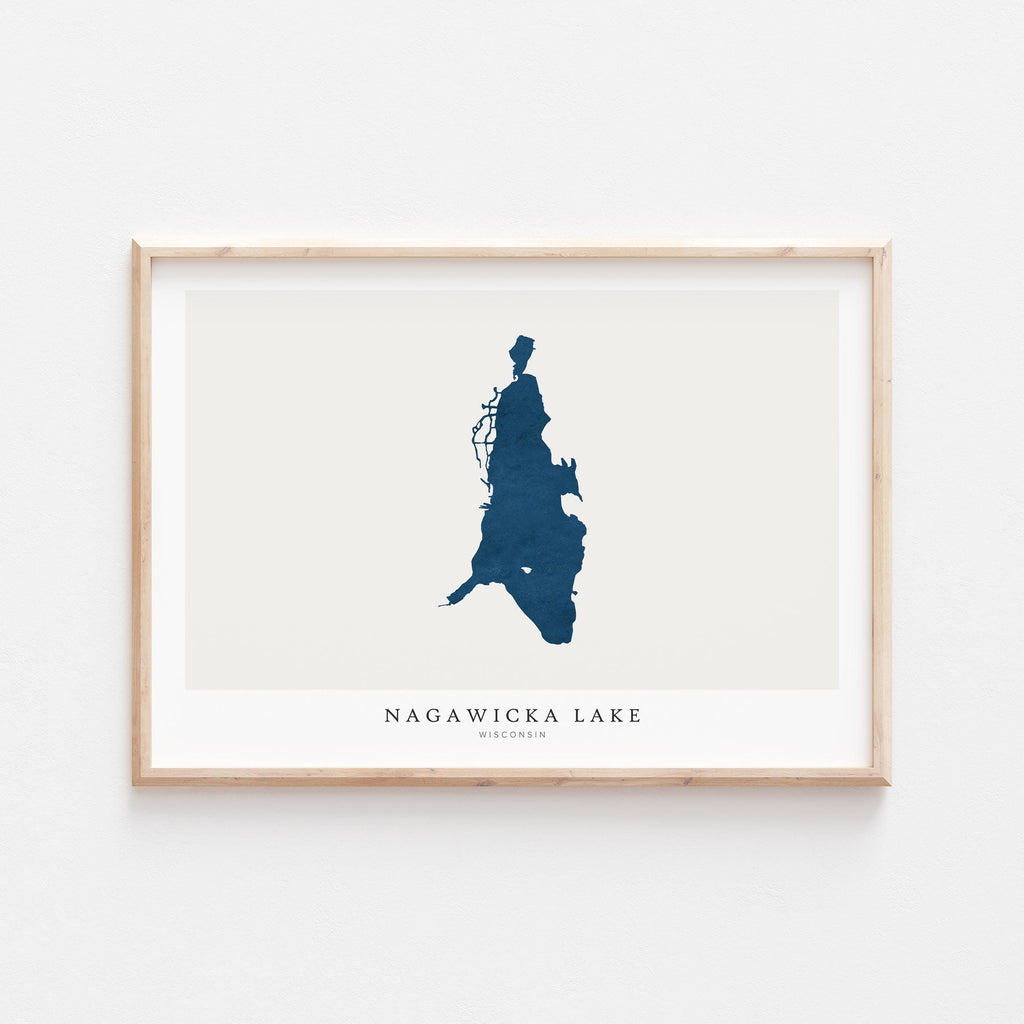 nagawicka lake wisconsin map poster – minimalist lake wall art - image 2