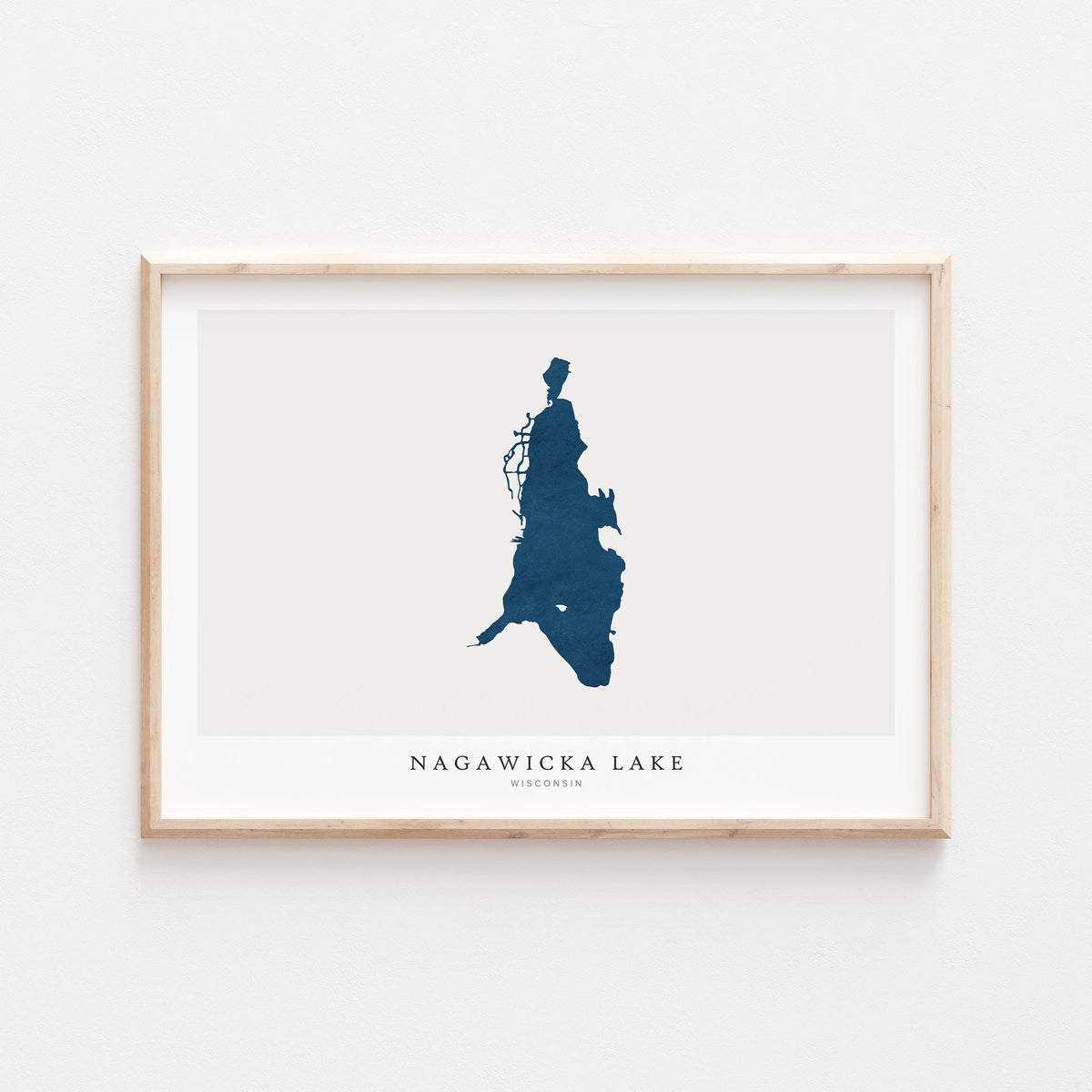 nagawicka lake wisconsin map poster – minimalist lake wall art - image 2