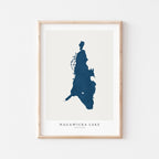nagawicka lake wisconsin map poster – minimalist lake wall art - image 1
