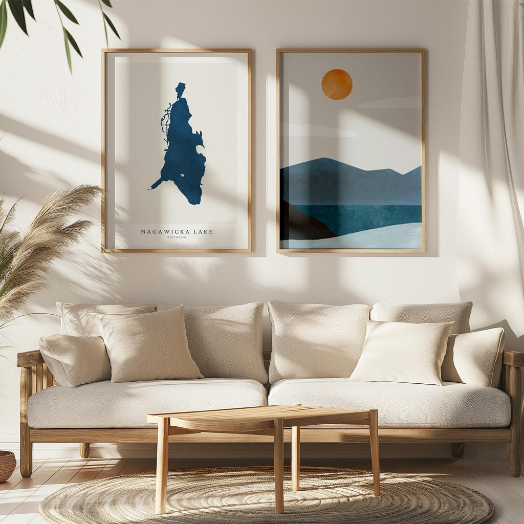nagawicka lake wisconsin map poster – minimalist lake wall art - image 7