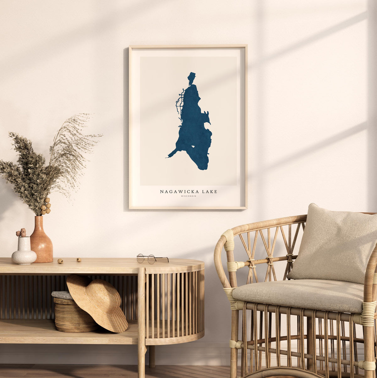 nagawicka lake wisconsin map poster – minimalist lake wall art - image 5