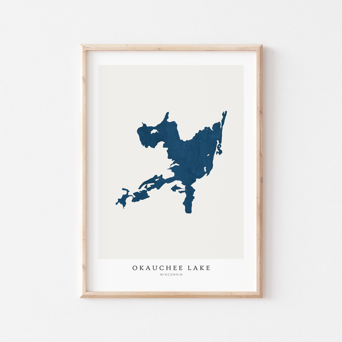 okauchee lake wisconsin map poster – minimalist lake wall art - image 1