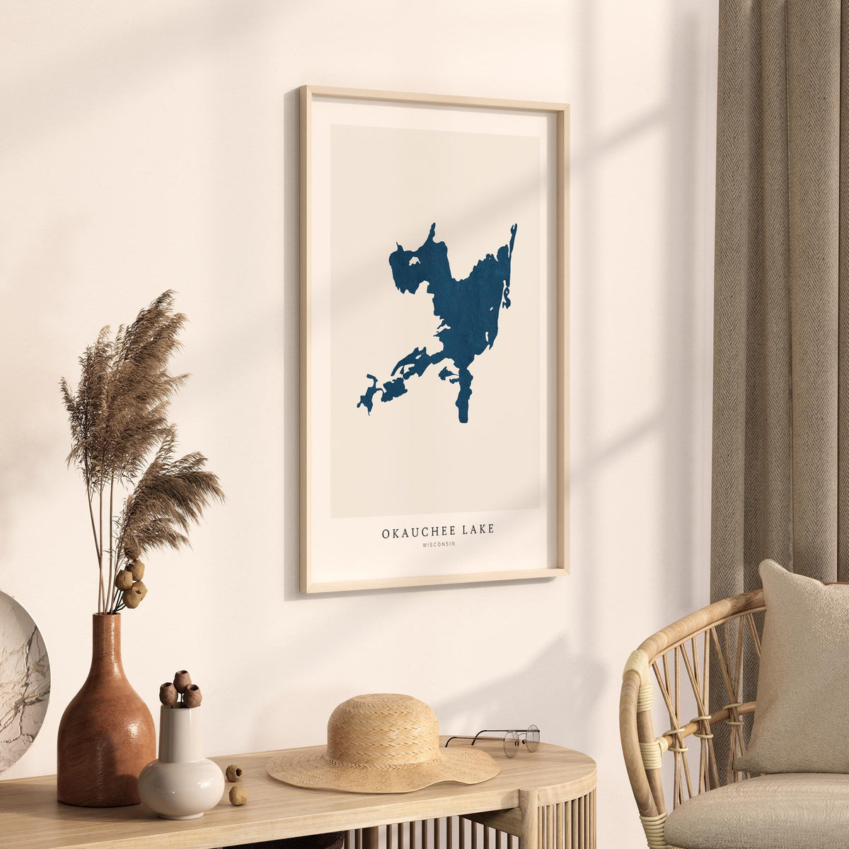 okauchee lake wisconsin map poster – minimalist lake wall art - image 3