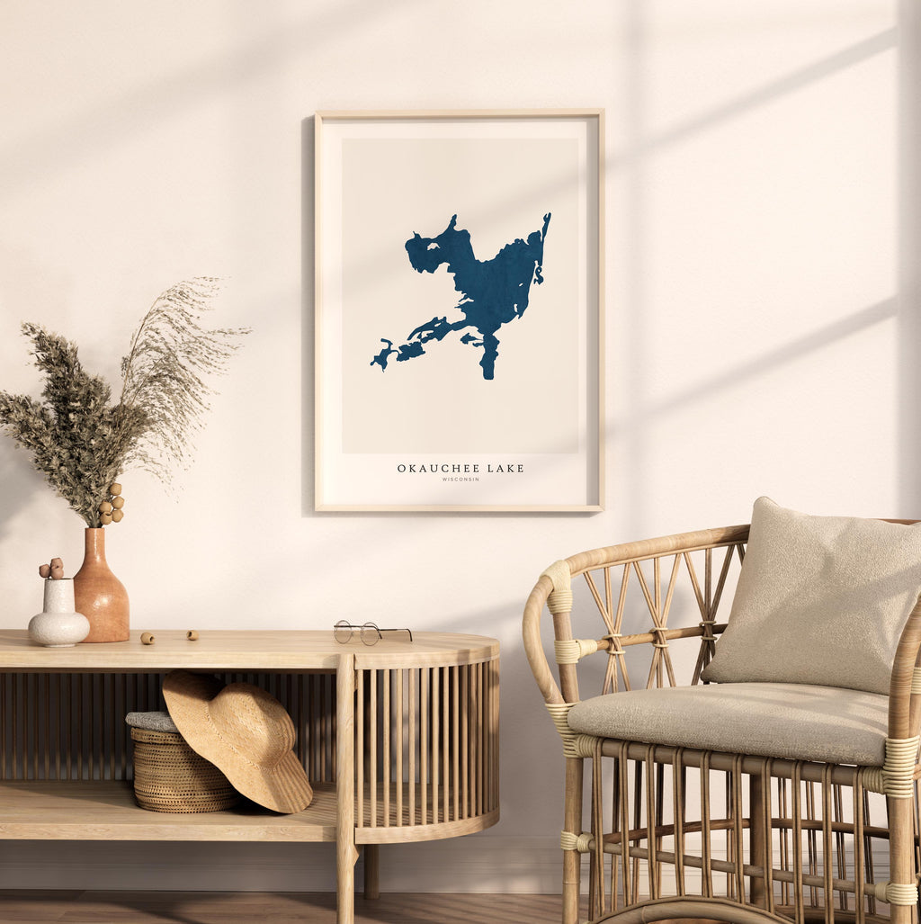 okauchee lake wisconsin map poster – minimalist lake wall art - image 5