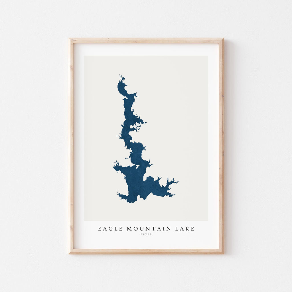 eagle mountain lake texas map poster – minimalist lake wall art - image 1