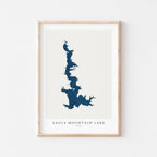 eagle mountain lake texas map poster – minimalist lake wall art - image 1