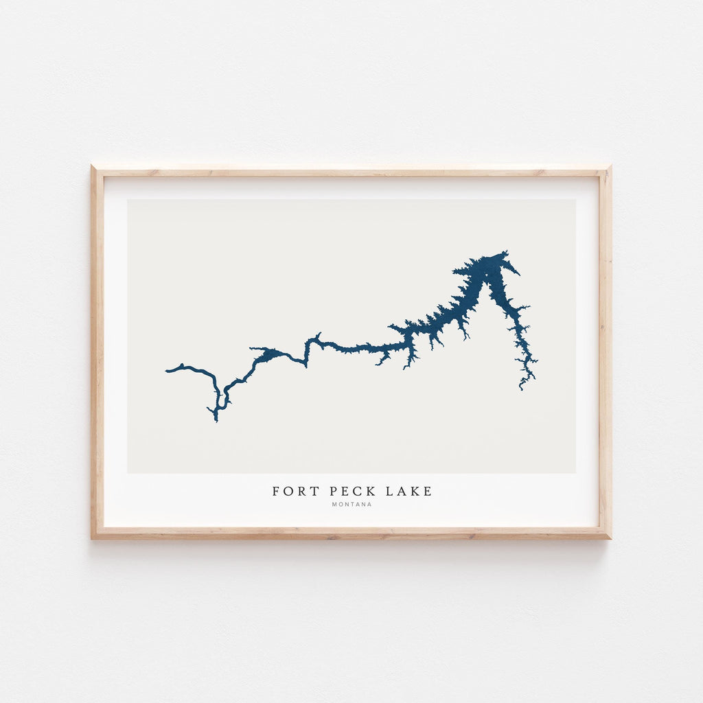 fort peck lake montana map poster – minimalist lake wall art - image 1