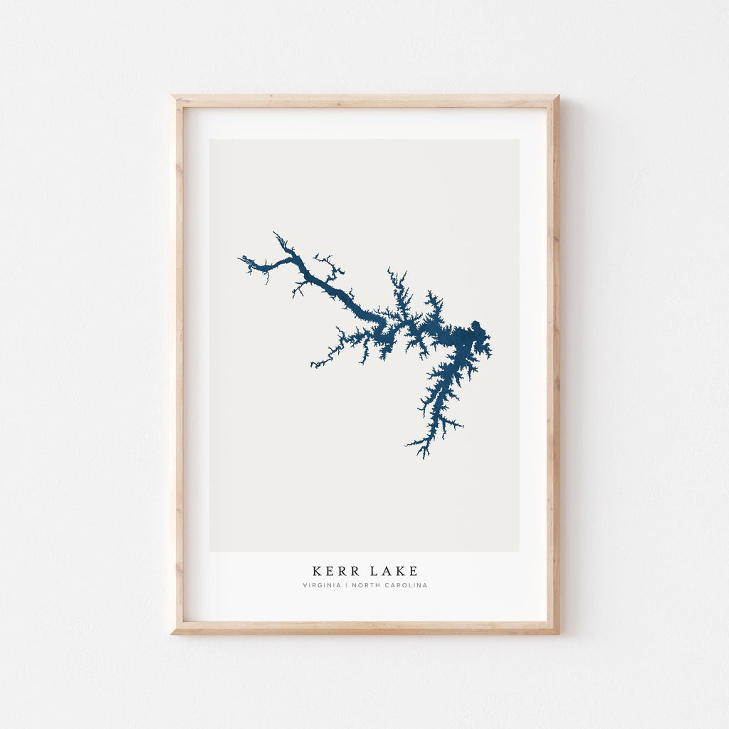 kerr lake north carolina map poster – minimalist lake wall art - image 1